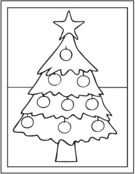 Dibujo de La Estrella en el árbol de Navidad para Colorear