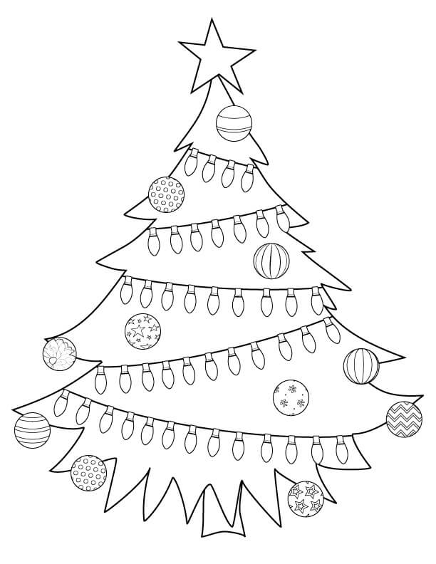 Dibujo de Precioso árbol de Navidad para Colorear