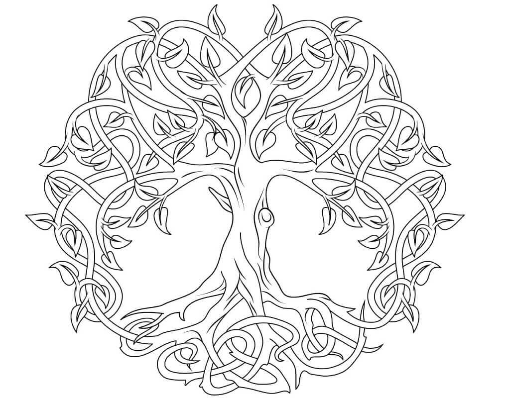 Dibujo de Árbol de la Vida Celta para Colorear