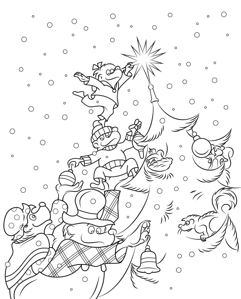 Dibujo de Berenstain Osos árbol de Navidad para Colorear