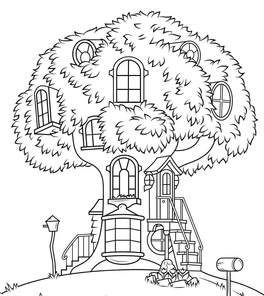 Dibujo de Casa del árbol de los Osos Berenstain para Colorear