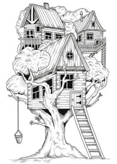 Dibujo de Casa del árbol Embrujada para Colorear