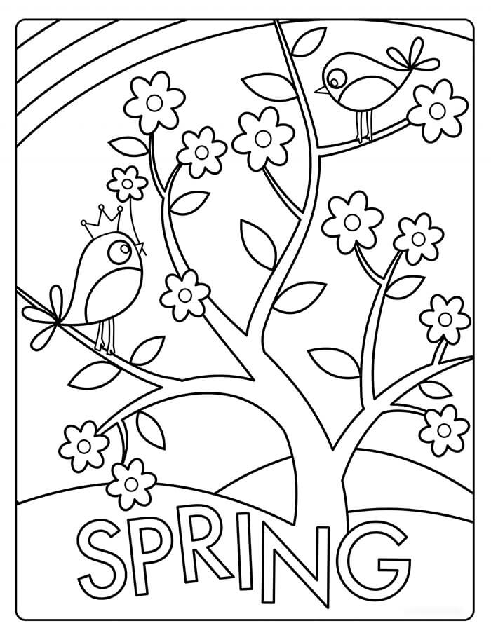Dibujo de Hermoso árbol en Primavera para Colorear