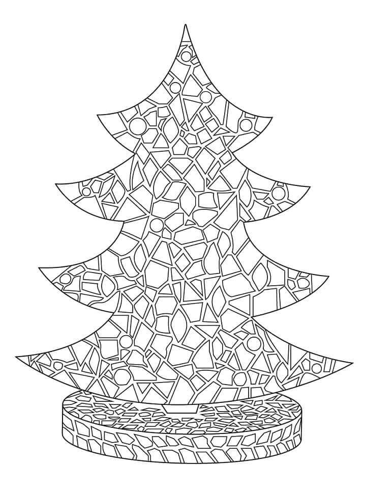 Dibujo de Mosaico de árbol de Navidad para Colorear