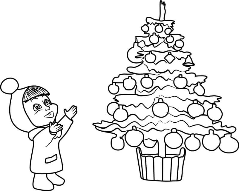 Dibujo de Pinzas para bebé y árbol de Navidad para Colorear