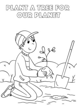 Dibujo de Plantar un árbol 2 para Colorear