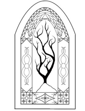 Dibujo de Vidrieras de Madera para Colorear