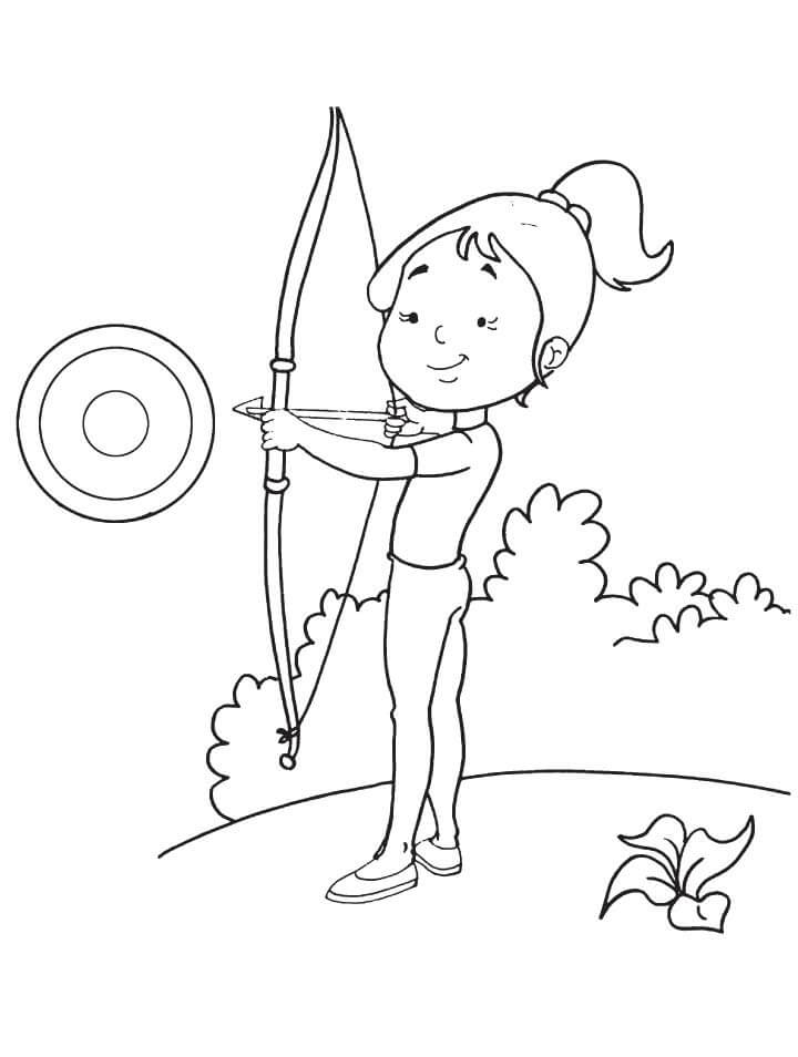 Dibujo de Arquera Chica Bsica para Colorear