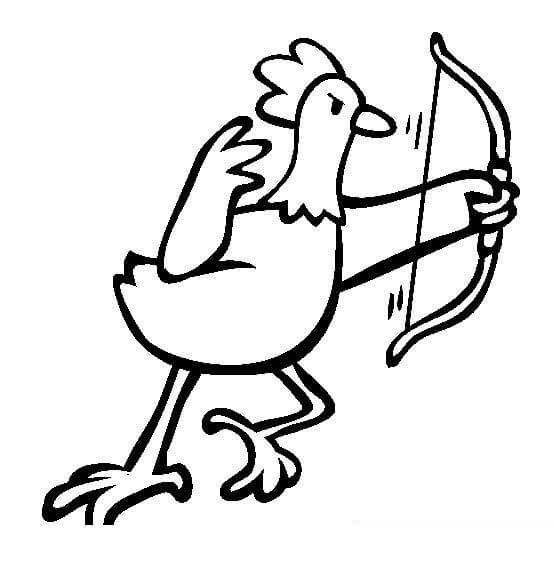 Dibujo de Tiro con Arco de Pollo para Colorear