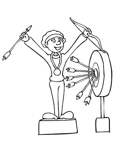 Dibujo de Ganador de la Competencia de Tiro con Arco para Colorear