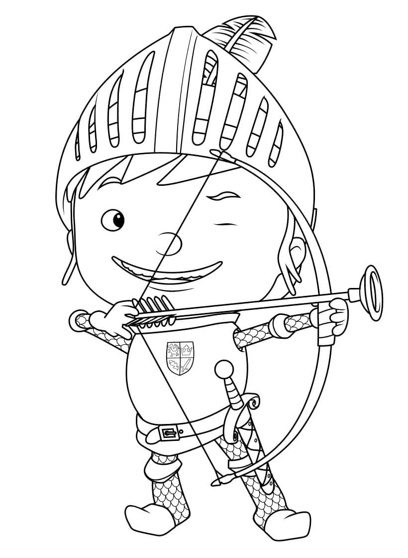 Dibujo de Pequeo Caballero Arquero para Colorear