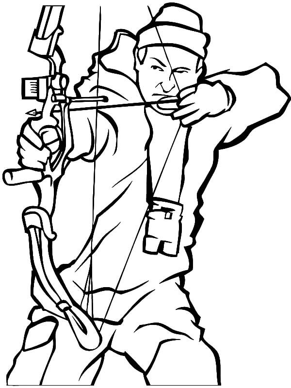Dibujo de Tiro con Arco Chico Genial para Colorear
