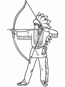 Dibujo de Tiro con Arco Nativo Americano para Colorear