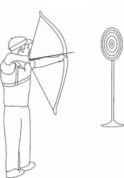 Dibujo de Tiro con Arco Simple para Colorear