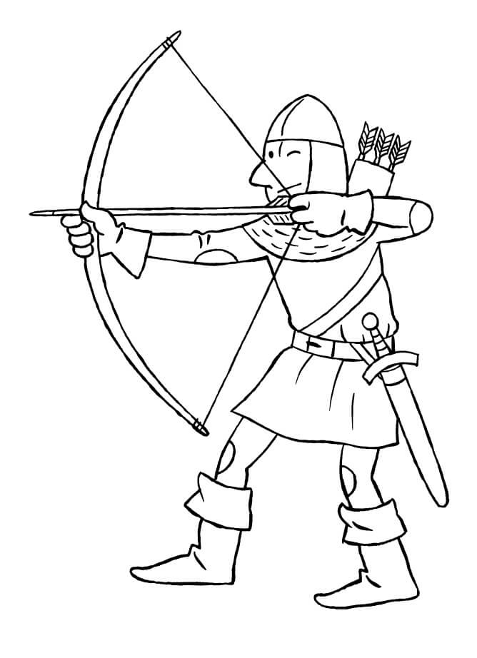 Dibujo de Tiro con Arco Soldado para Colorear