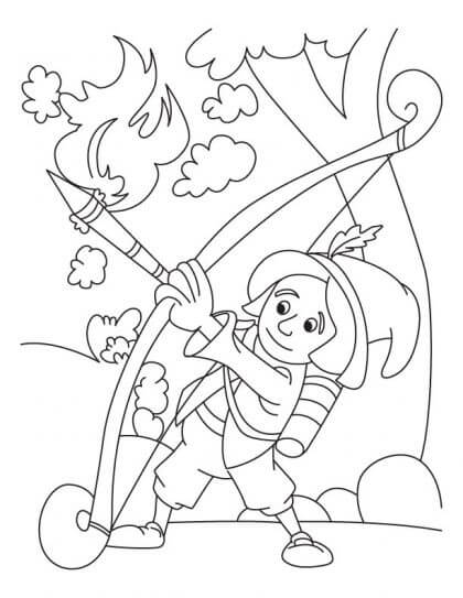 Dibujo de Tiro con Arco de Dibujos Animados para Colorear