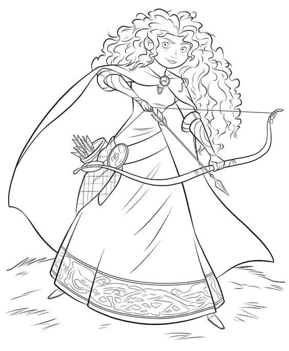 Dibujo de Tiro con Arco de Moana para Colorear