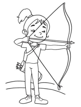 Dibujo de Tiro con Arco de Nia Pequea para Colorear