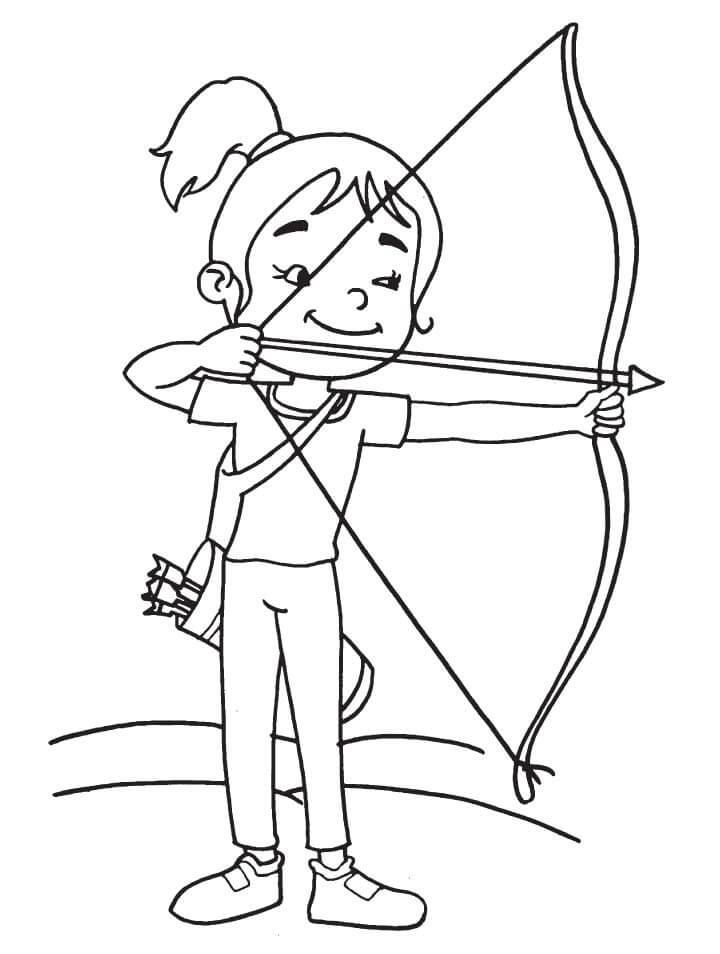 Dibujo de Tiro con Arco de Nia Pequea para Colorear