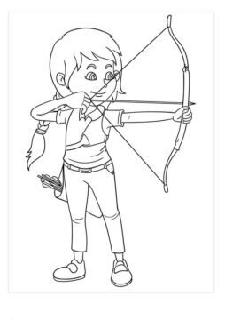 Dibujo de Tiro con Arco de Nia Sonriente para Colorear