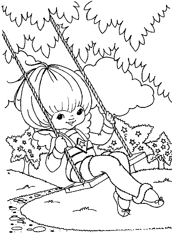 Dibujo de Arcoíris Brite Columpio para Colorear