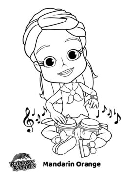 Dibujo de Mandarina Tocando el Tambor para Colorear