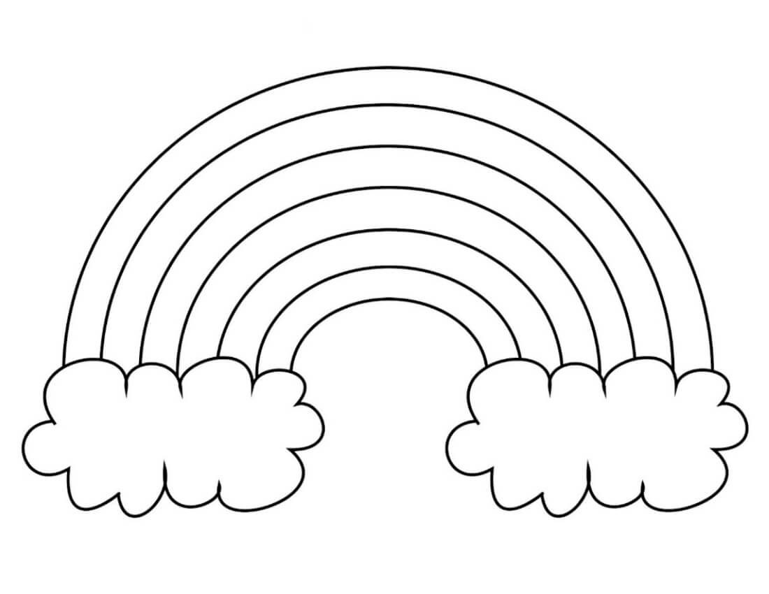 Dibujo de Arco Iris con Dos Nubes para Colorear
