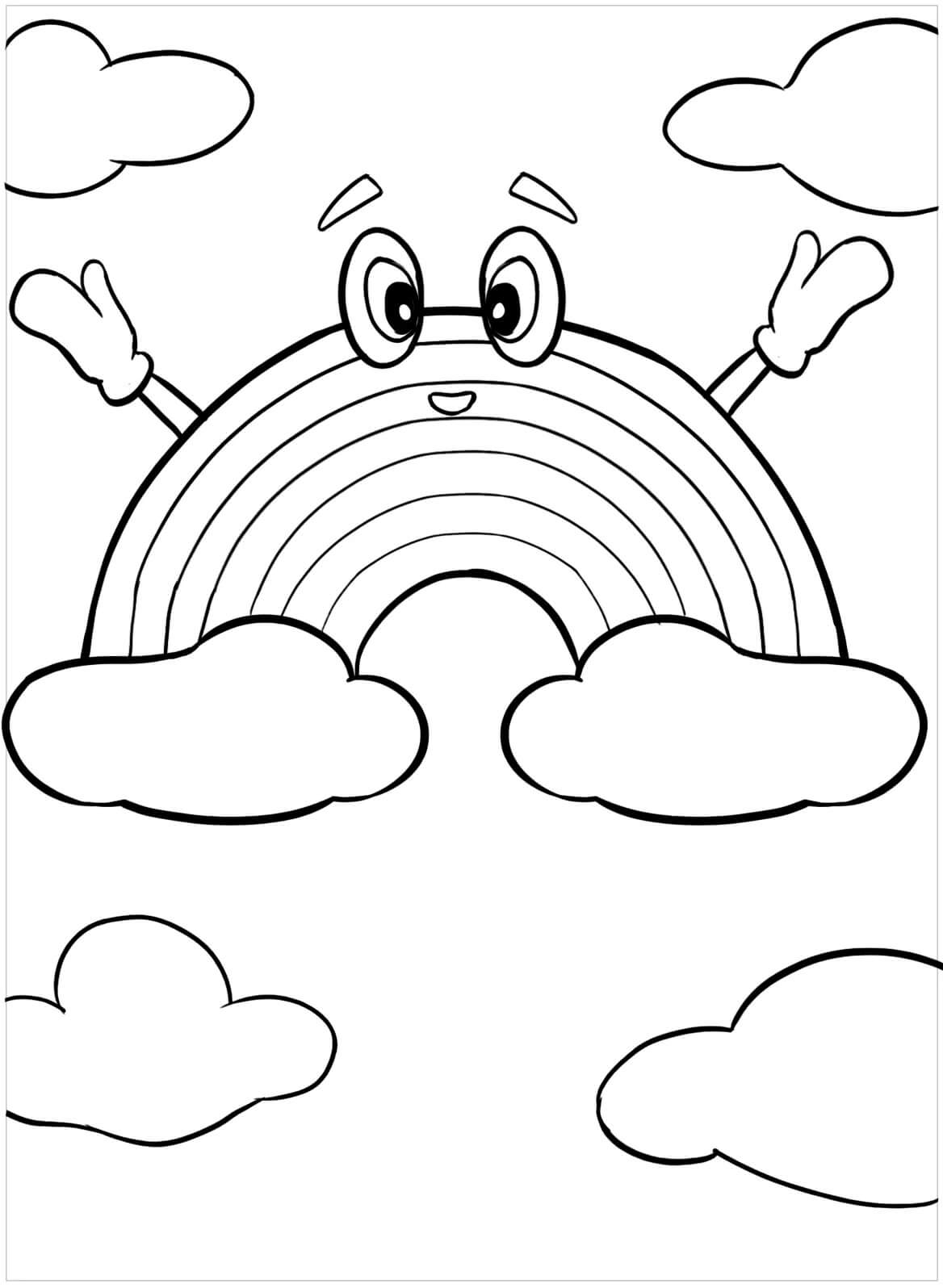 Dibujo de Arcoíris Kawaii para Colorear