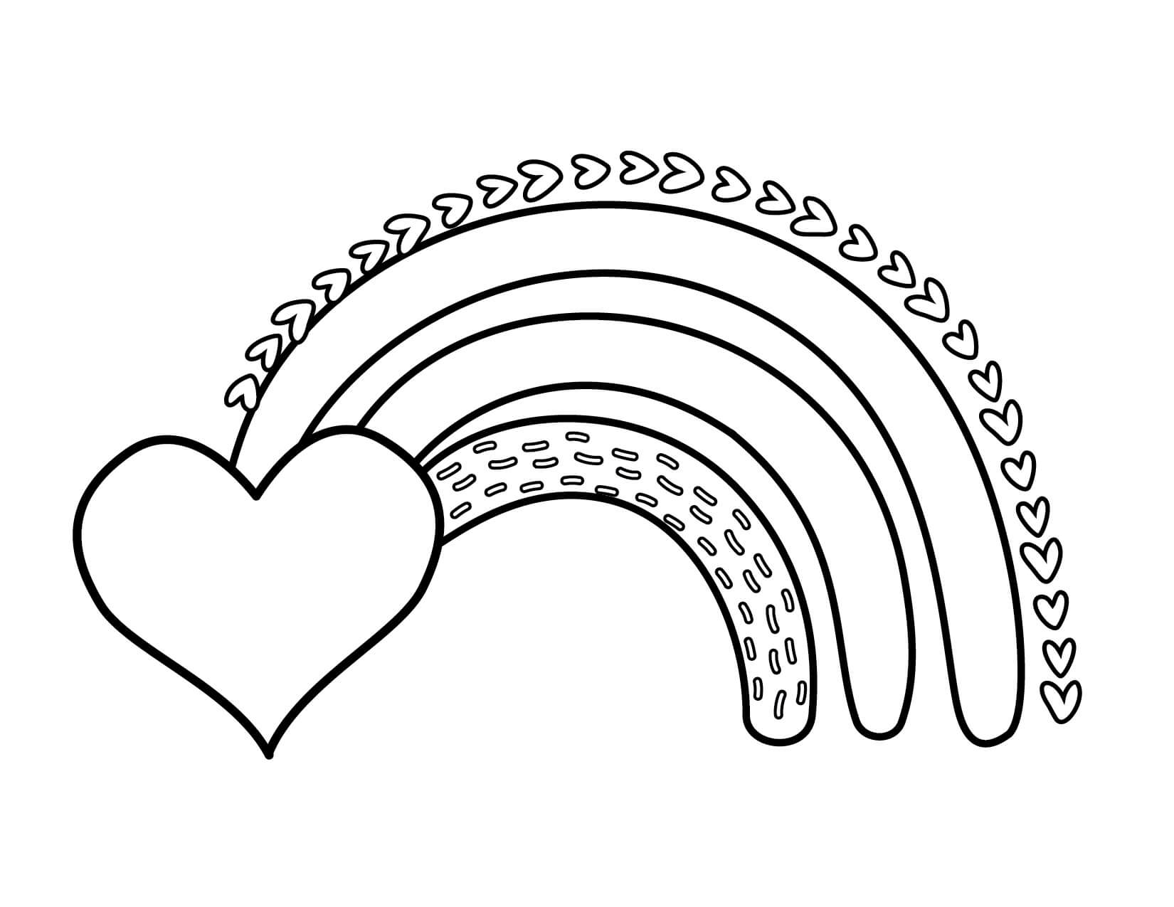 Dibujo de Arcoíris con corazón para Colorear