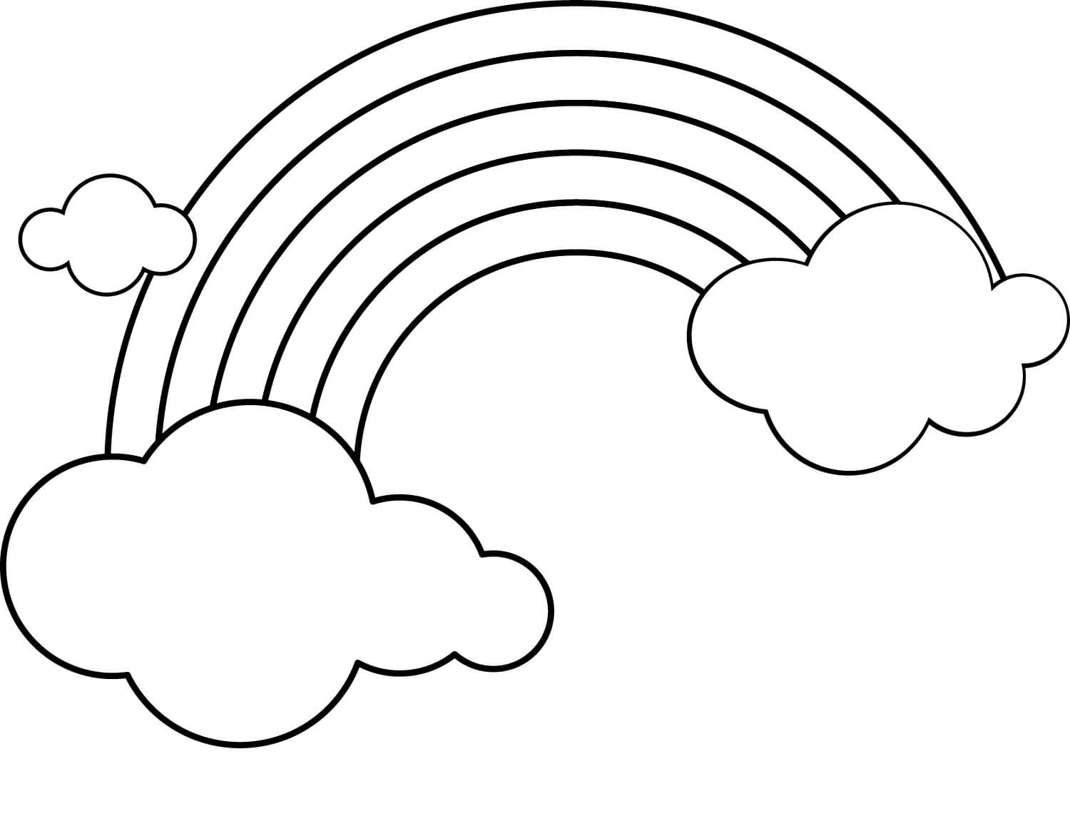 Dibujo de Arcoíris con Tres Nubes para Colorear