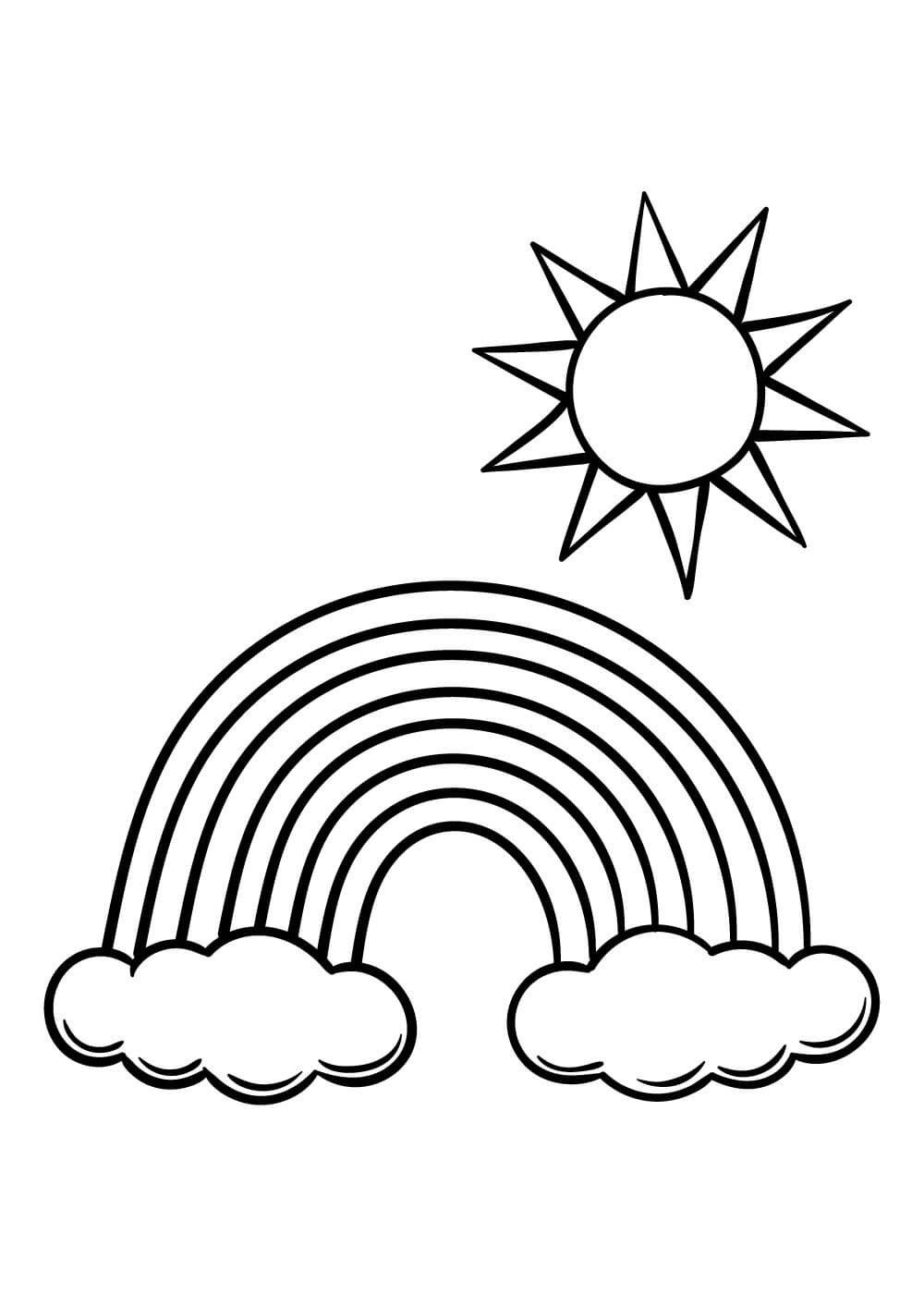 Dibujo de Arcoíris y Sol para Colorear