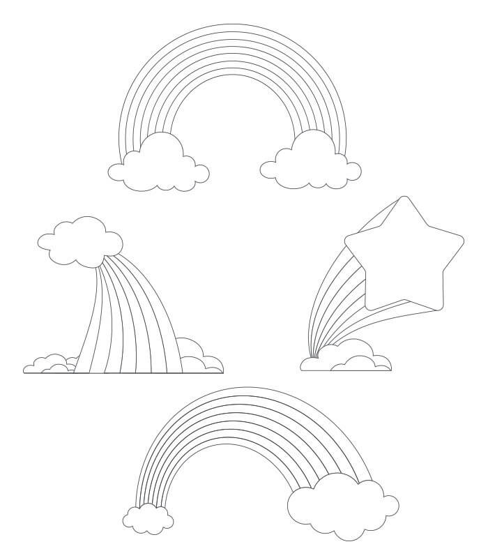 Dibujo de Cuatro arcoíris para Colorear