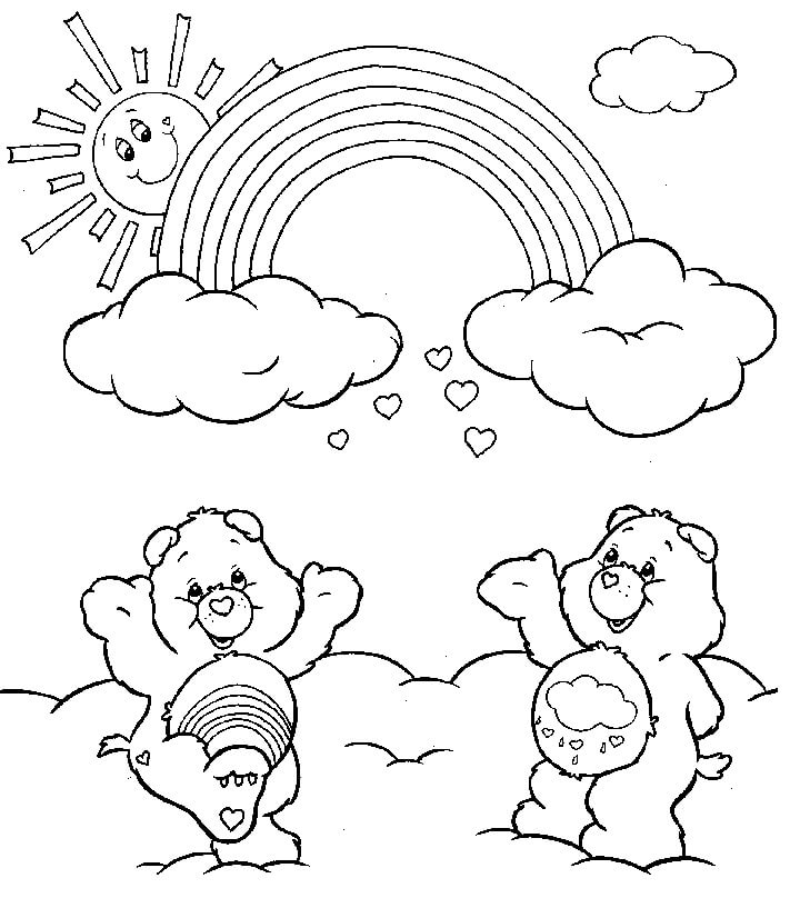 Dibujo de Dos Osos y arcoíris para Colorear