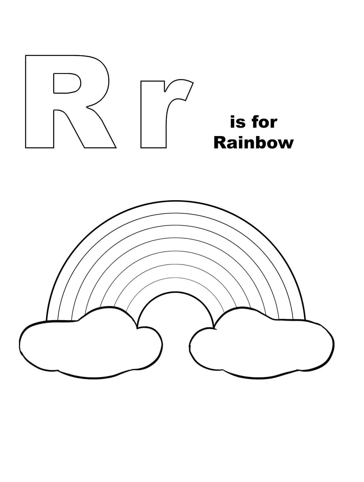 Dibujo de R Es para arcoíris para Colorear
