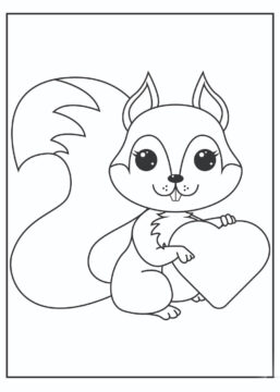 Dibujo de Ardilla Tenencia Corazn para Colorear