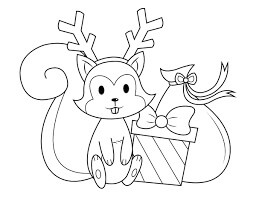 Dibujo de Ardilla en Navidad para Colorear