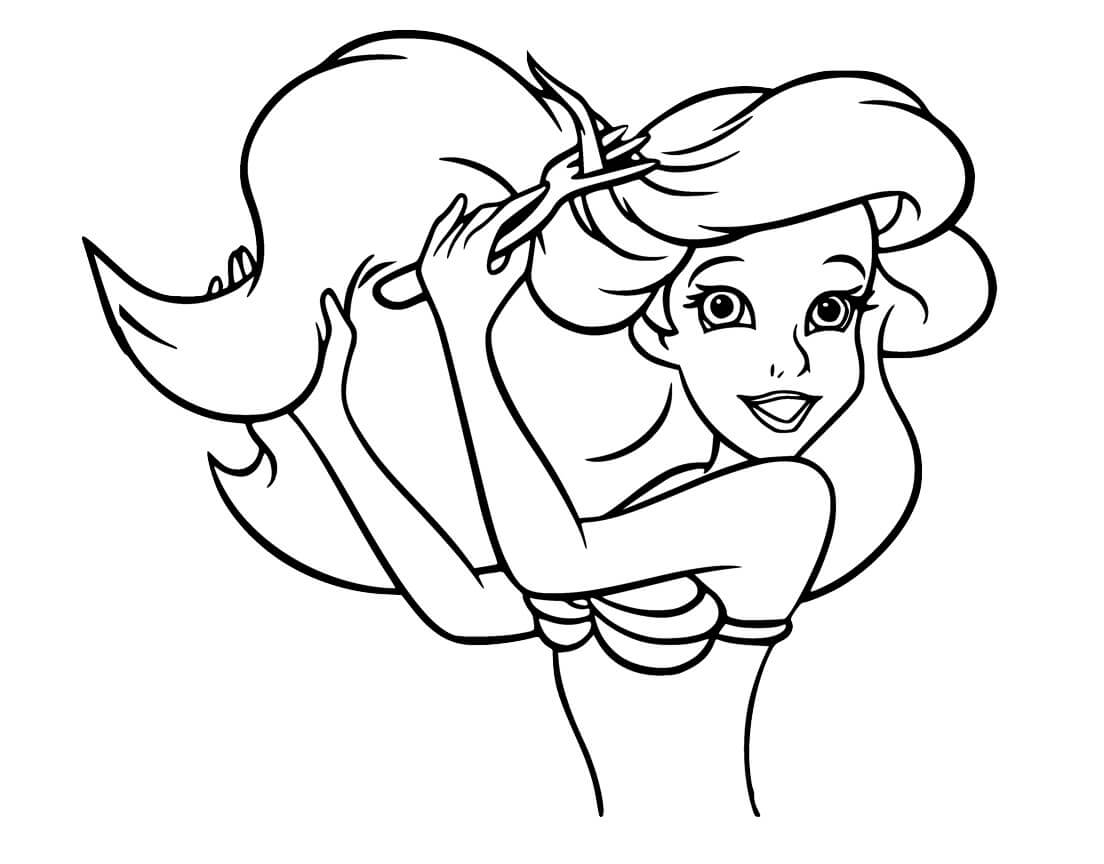 Dibujo de Ariel Se Corto el Pelo para Colorear
