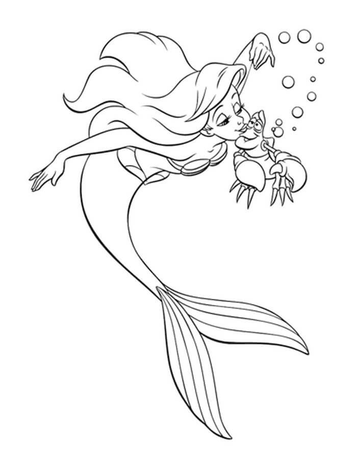 Dibujo de Ariel y Besando a Sebastian para Colorear