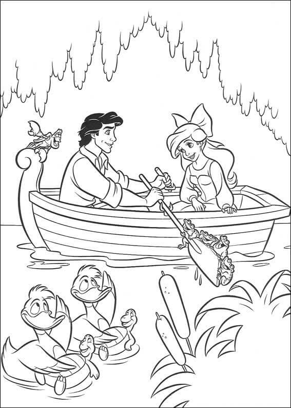 Dibujo de Ariel y Eric Navegando para Colorear