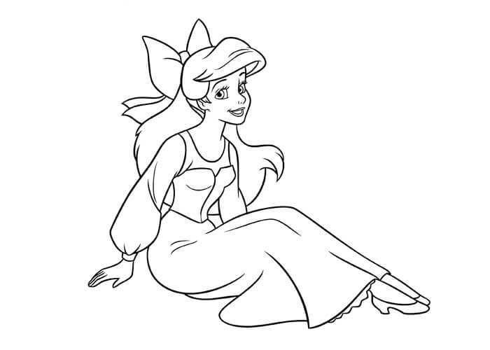 Dibujo de Divertido Ariel Sentado para Colorear