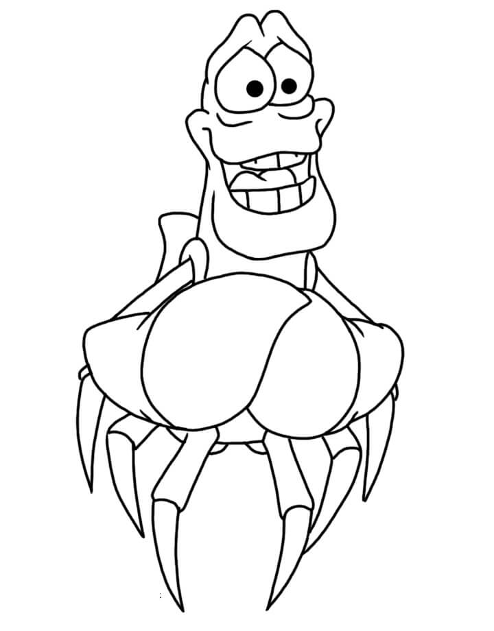 Dibujo de Divertido Sebastian en la Sirenita Ariel para Colorear