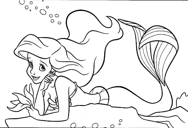 Dibujo de Gran Sirena Ariel para Colorear