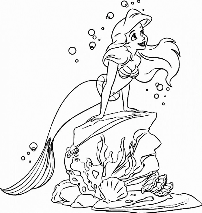 Dibujo de Hermosa Sirena Ariel para Colorear