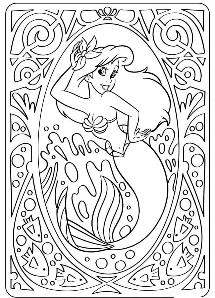 Dibujo de La Sirenita Ariel Es para Adulto para Colorear
