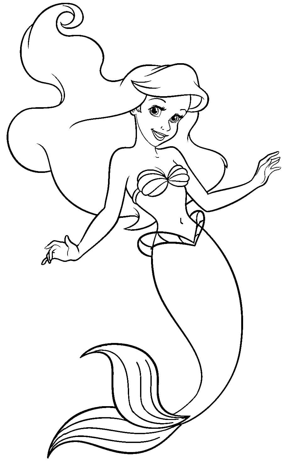 Dibujo de Sirena básica Ariel para Colorear