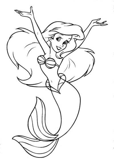 Dibujo de Sirena Feliz para Colorear