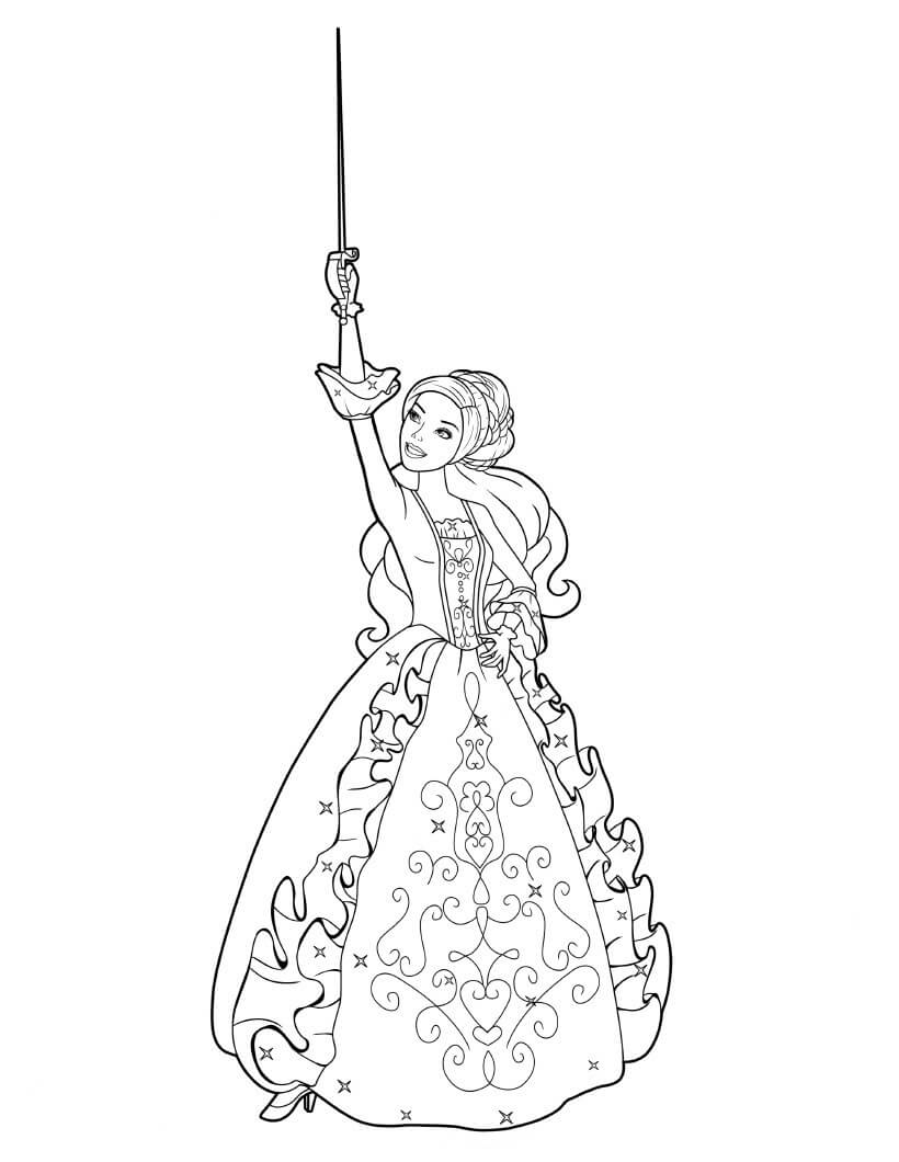 Dibujo de Aramina Sosteniendo un Arma para Colorear