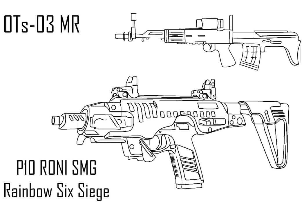 Dibujo de Arco Iris Seis Armas de Asedio para Colorear