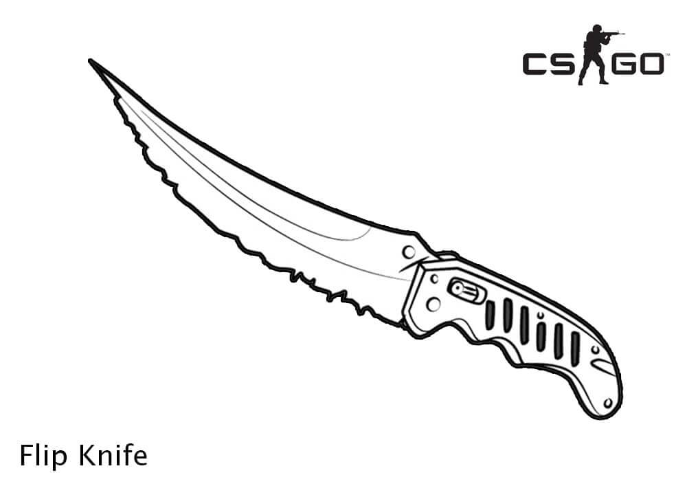 Dibujo de Flip Knife de Cs Go para Colorear