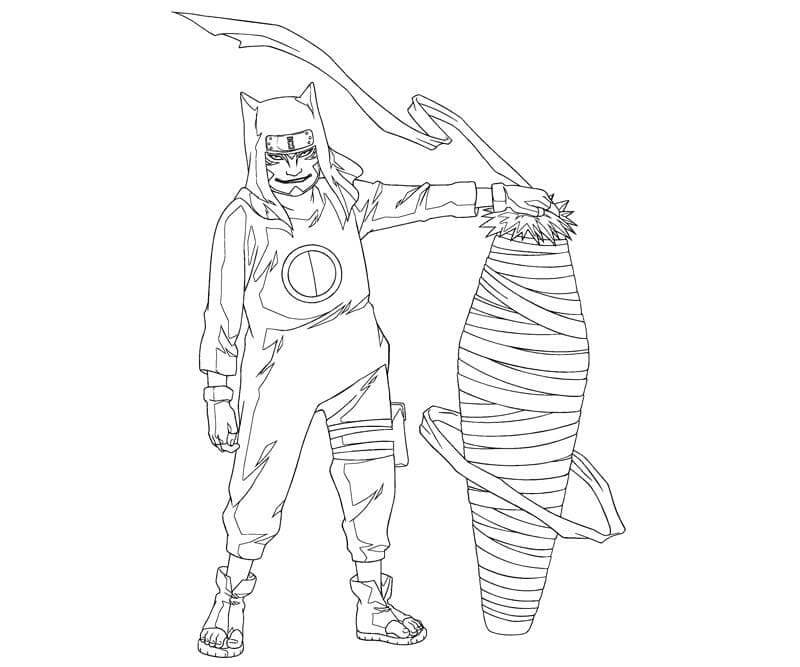 Dibujo de Kankuro y Su Arma para Colorear